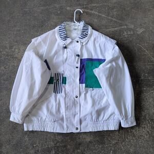 Vintage NorthCrest Oversized Bomber Jacket Womens 18W White Full Zip Outdoor